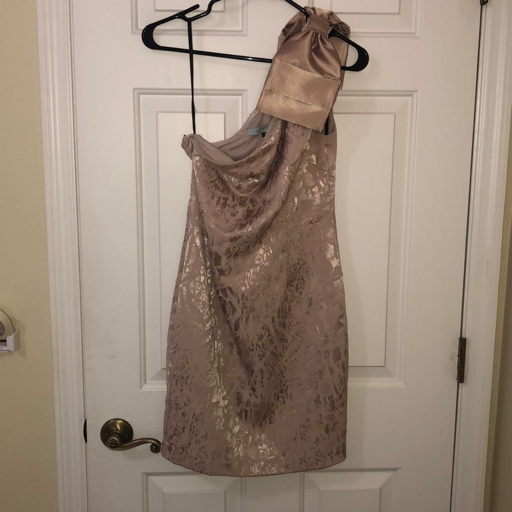 Karlie One Shoulder Fitted Dress with large bow